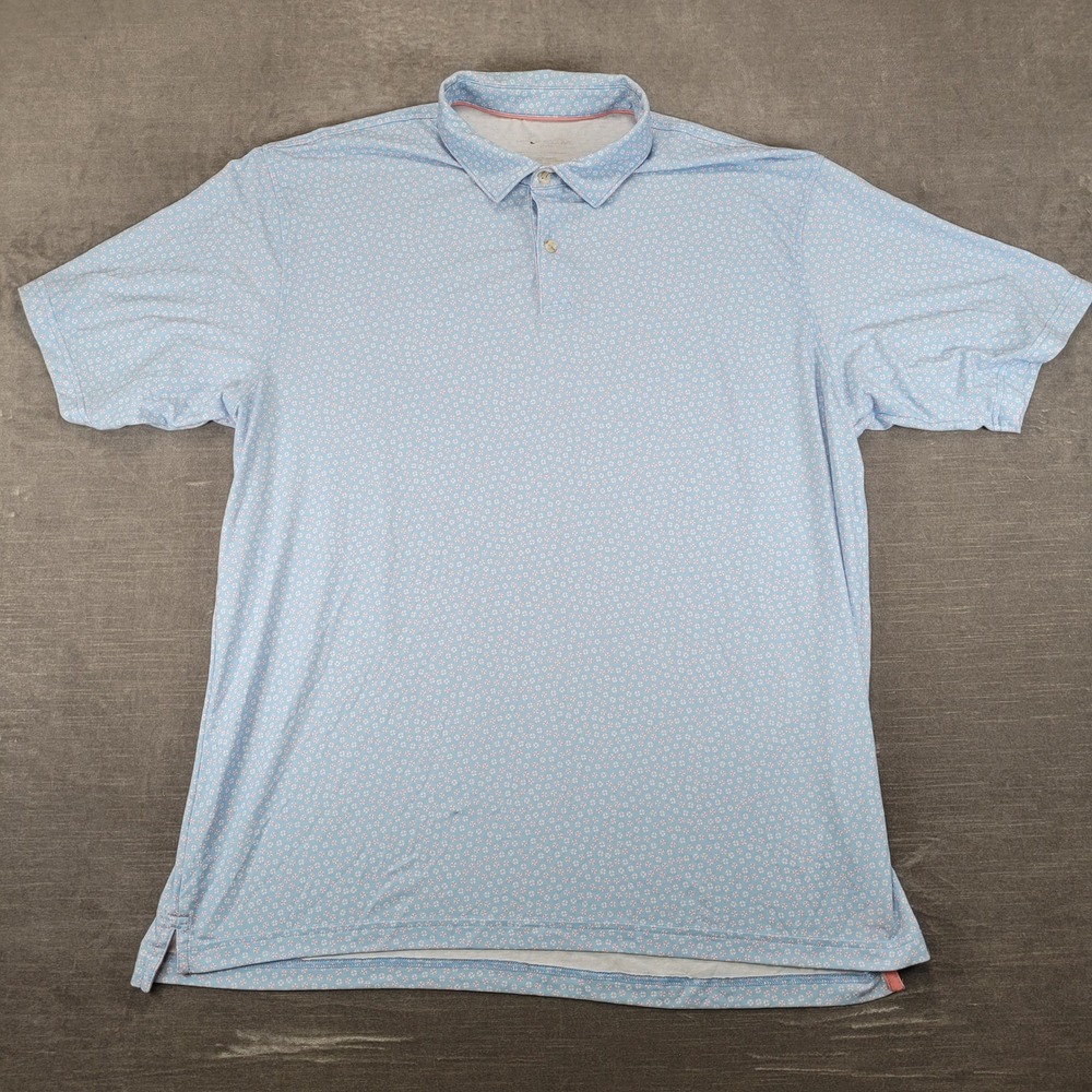 Peter Millar Seaside Mens XL Blue Lifebuoy AOP Print Performance Polo Shirt XL